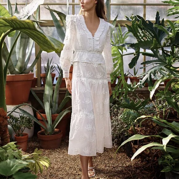 Maje Roxana Lace-Embroidered Midi Dress NEW WITH TAG! RARE SIZE EU36 - Picture 2 of 6